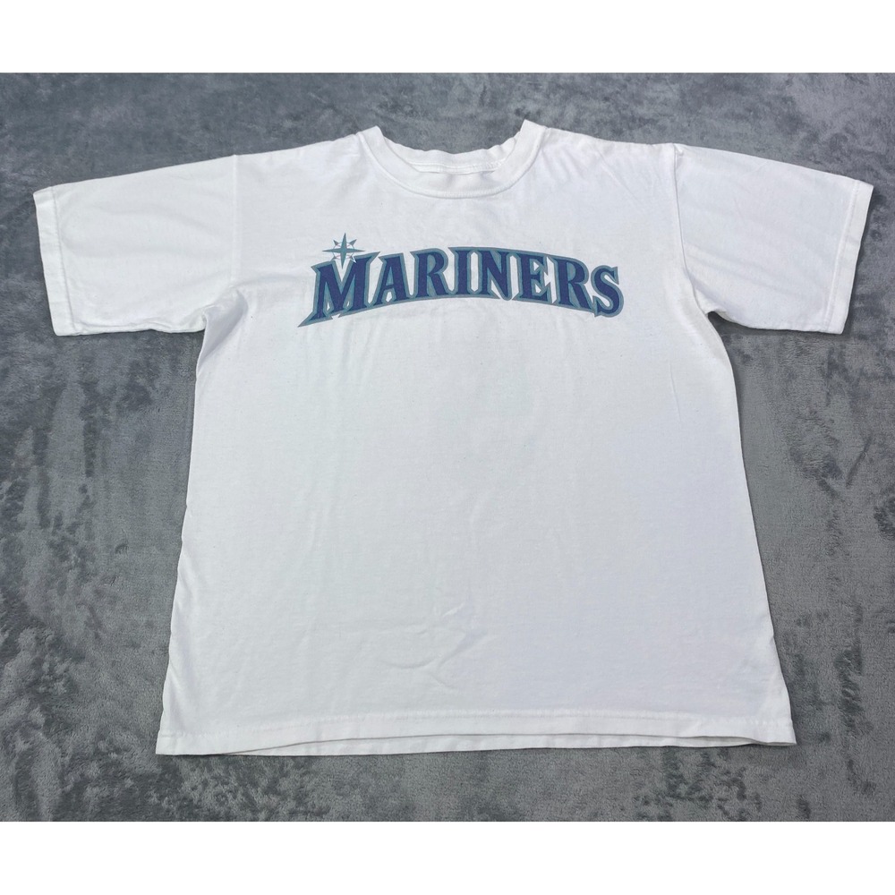 Vintage Seattle Mariners MLB Baseball Team Graphic T Shirt Youth XL White Anvil